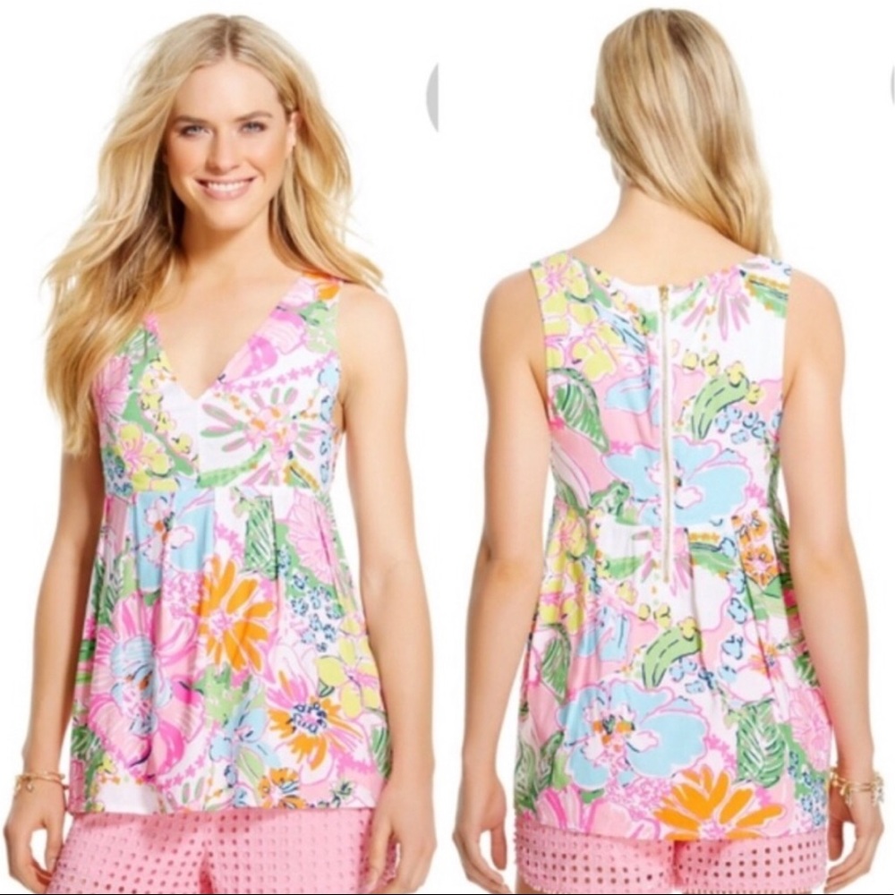 Lilly Pulitzer Tank Top Blouse Shirt Floral Sz XS